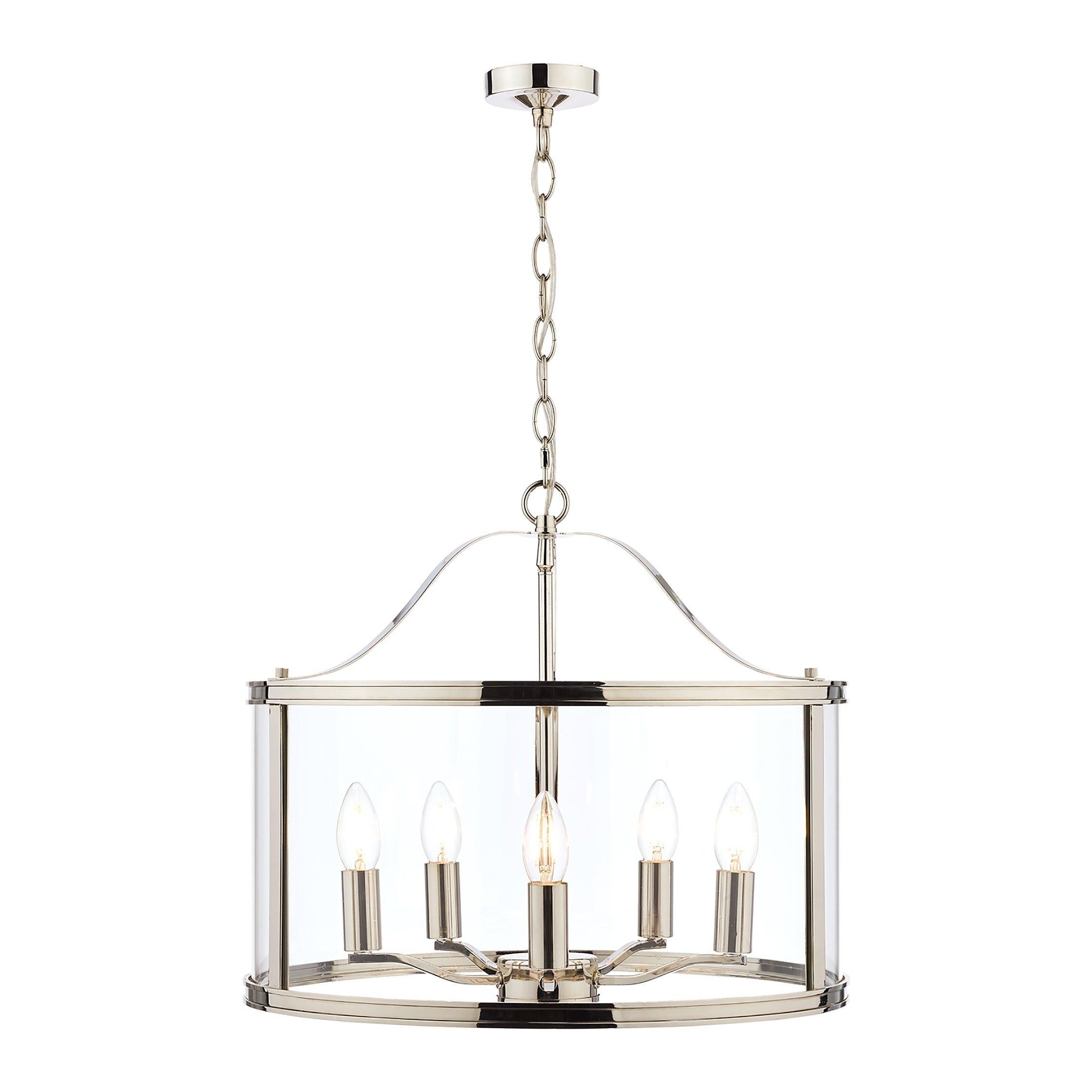 Laura Ashley Harrington 5 arm glass ceiling light polished nickel - British product