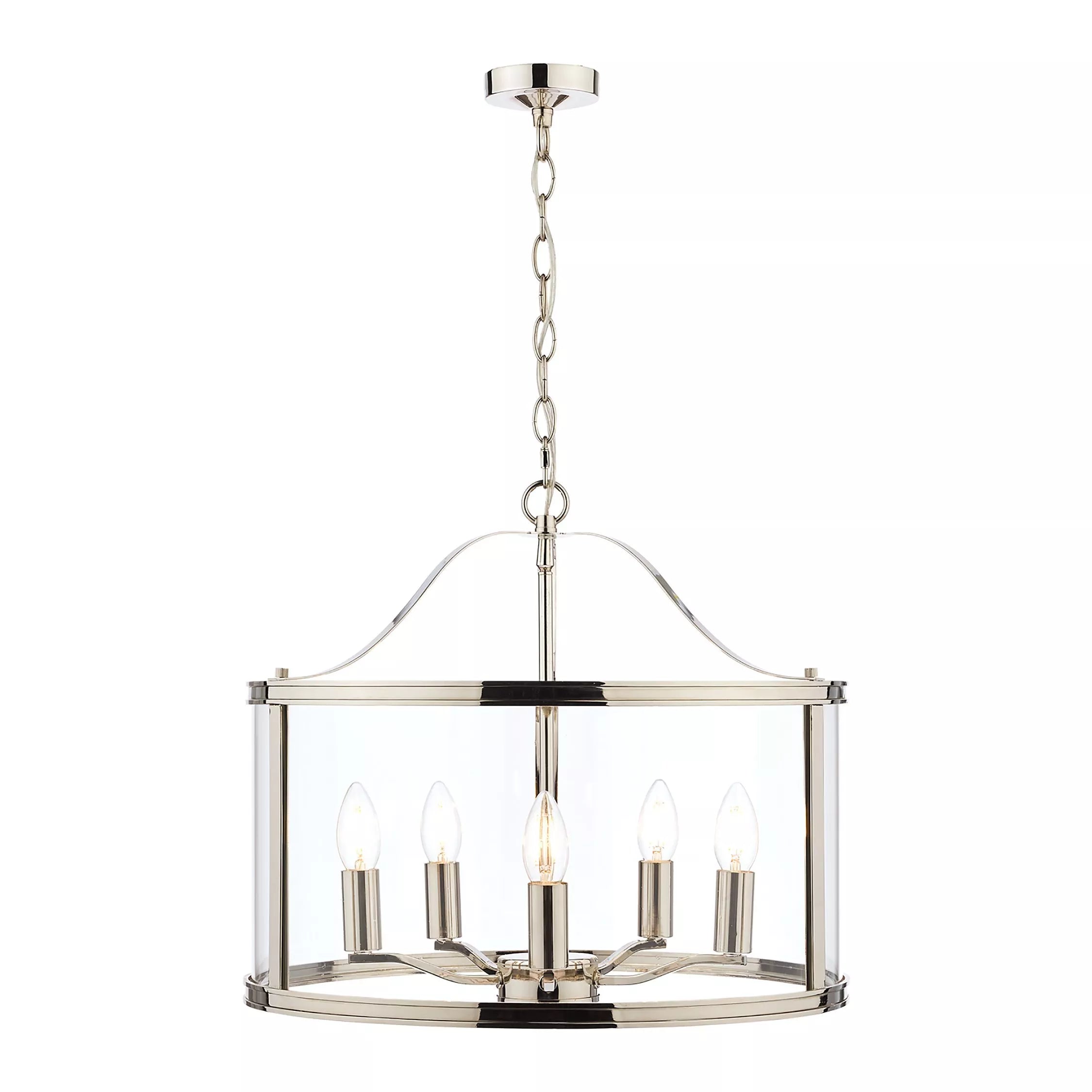 Laura Ashley Harrington 5 arm glass ceiling light polished nickel - British product