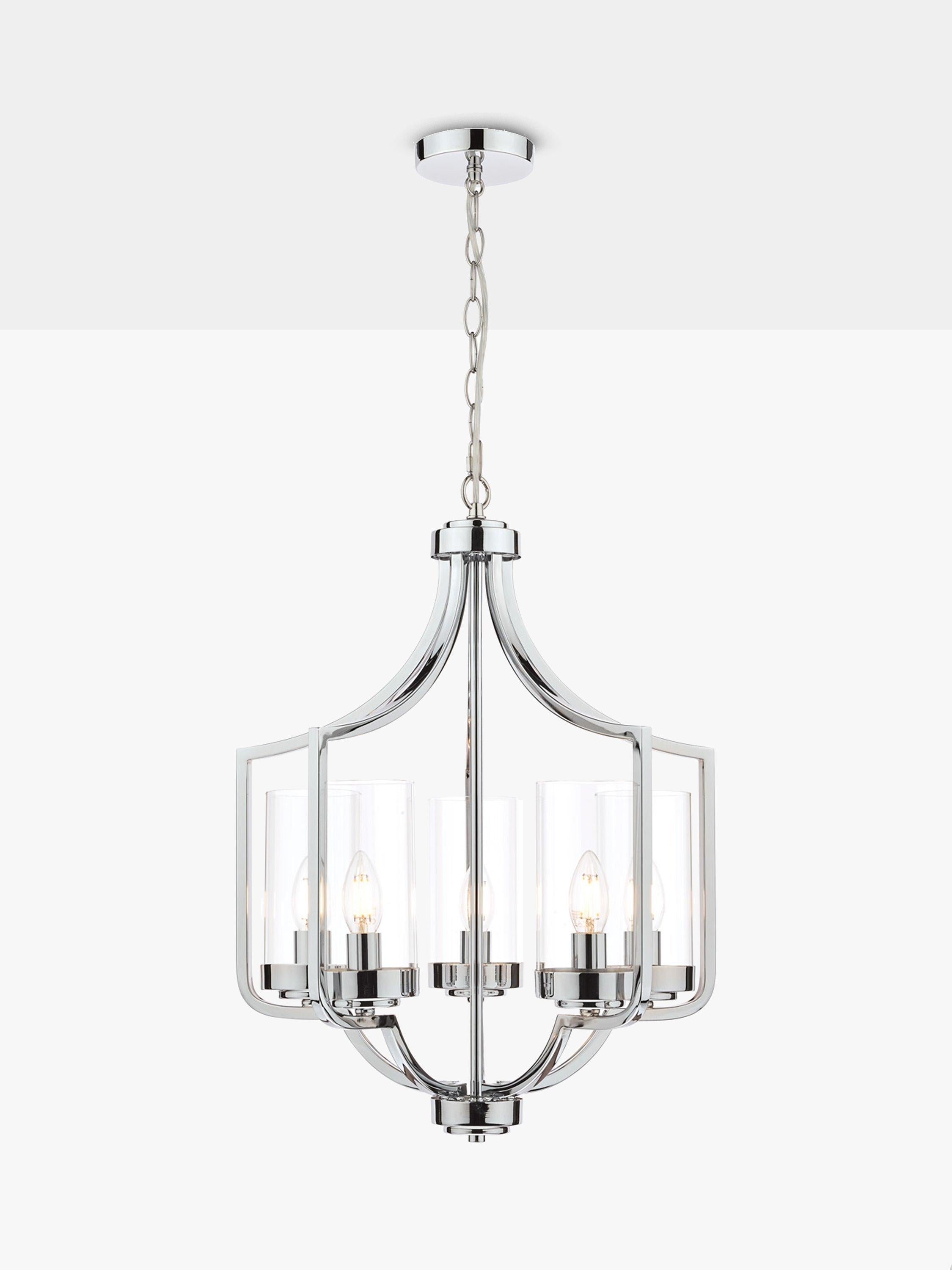 Laura Ashley Joseph chandelier ceiling light 5-arm polished chrome, UK version