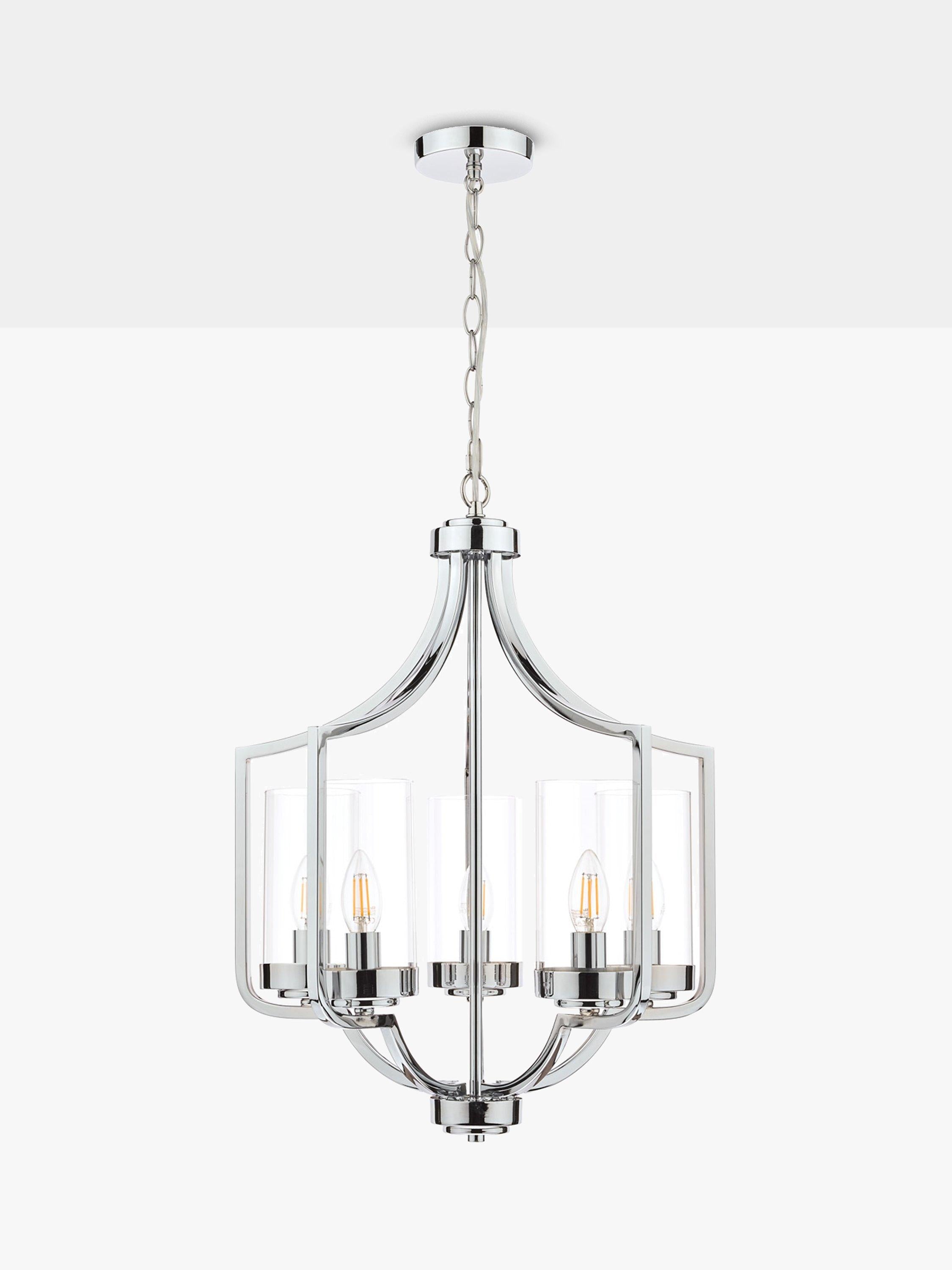 Laura Ashley Joseph chandelier ceiling light 5-arm polished chrome, UK version