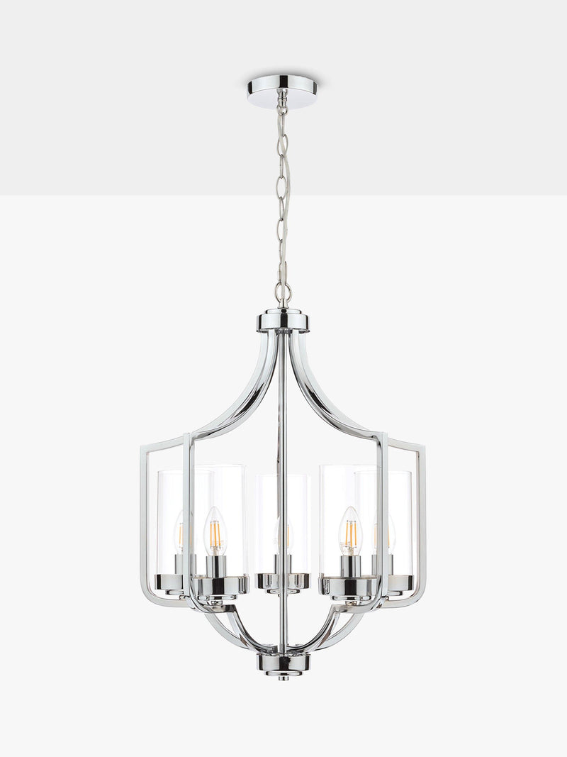 Laura Ashley Joseph chandelier ceiling light 5-arm polished chrome, UK version