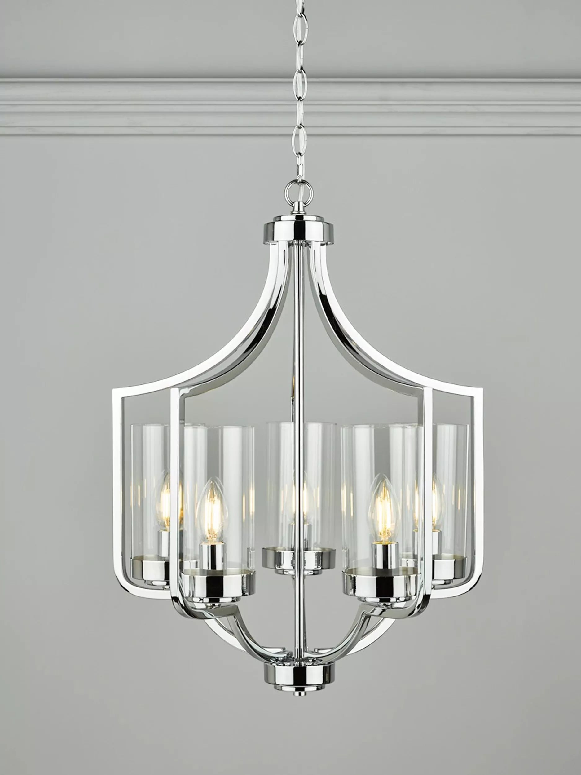 Laura Ashley Joseph chandelier ceiling light 5-arm polished chrome, UK version