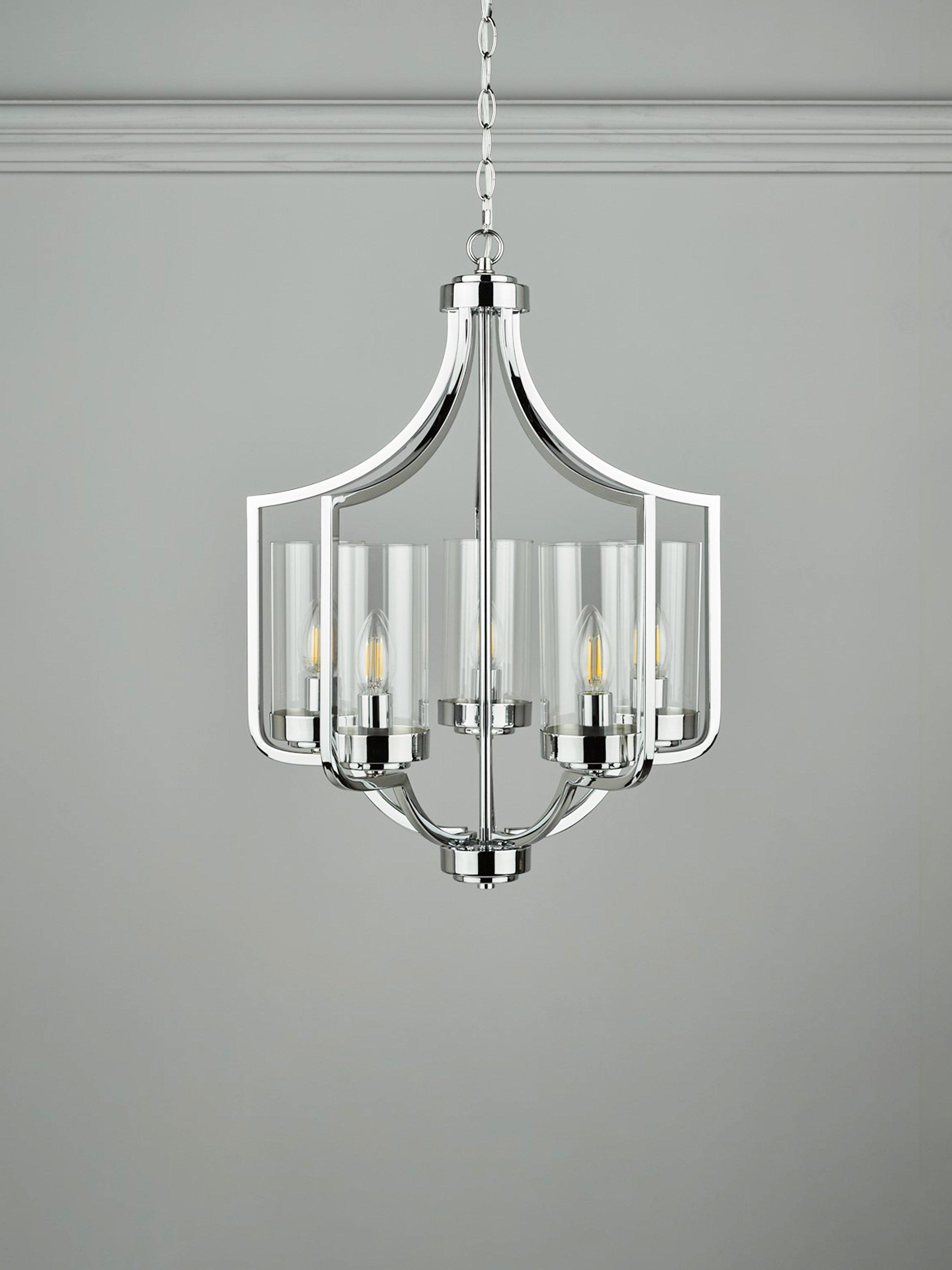 Laura Ashley Joseph chandelier ceiling light 5-arm polished chrome, UK version