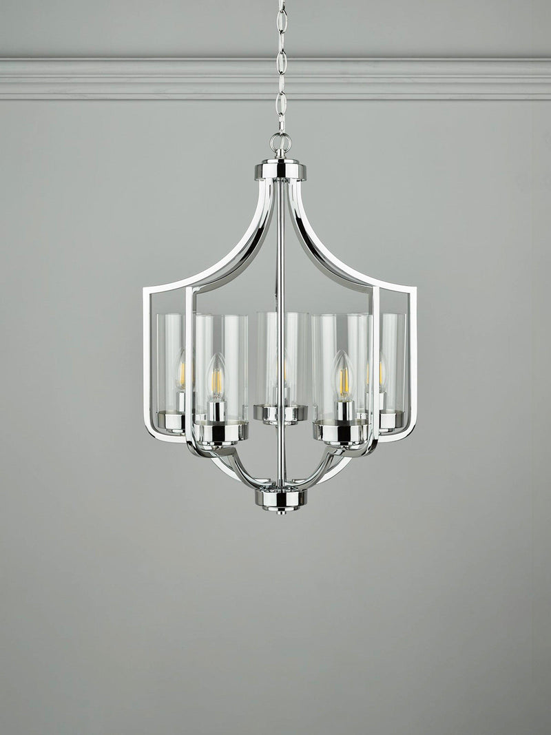 Laura Ashley Joseph chandelier ceiling light 5-arm polished chrome, UK version