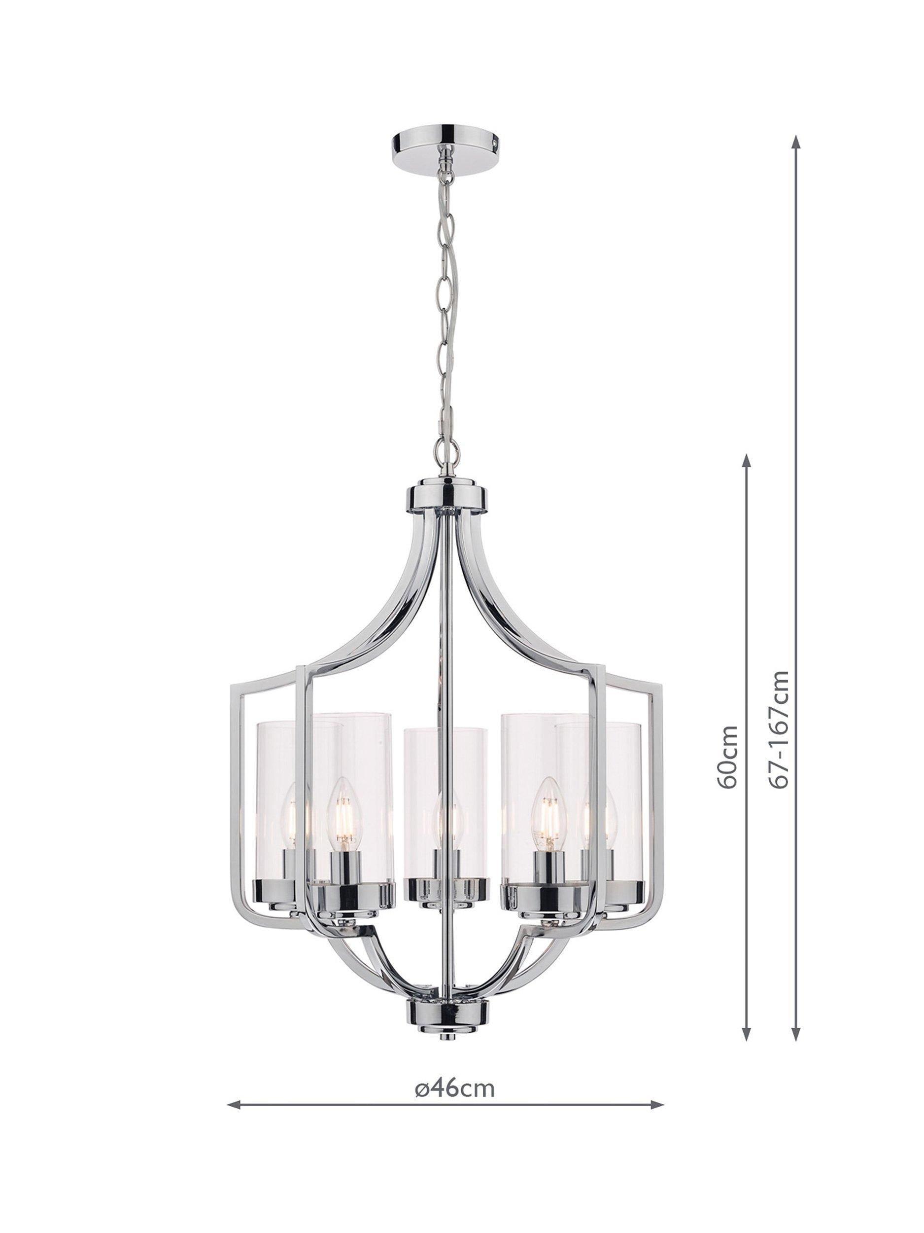 Laura Ashley Joseph chandelier ceiling light 5-arm polished chrome, UK version