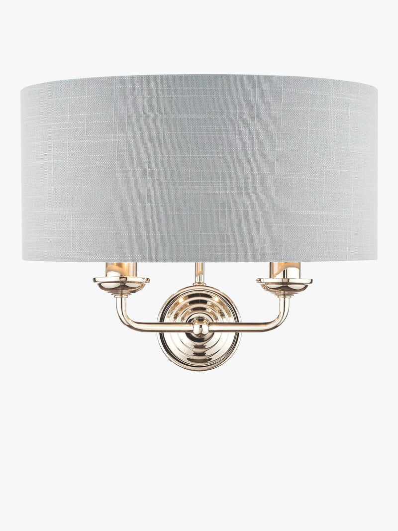 Laura Ashley Sorrento double wall light with linen shade, imported from the UK