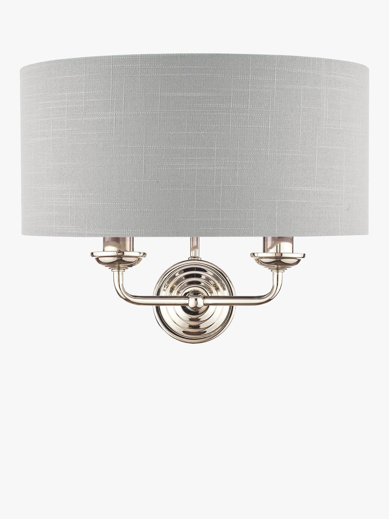 Laura Ashley Sorrento double wall light with linen shade, imported from the UK
