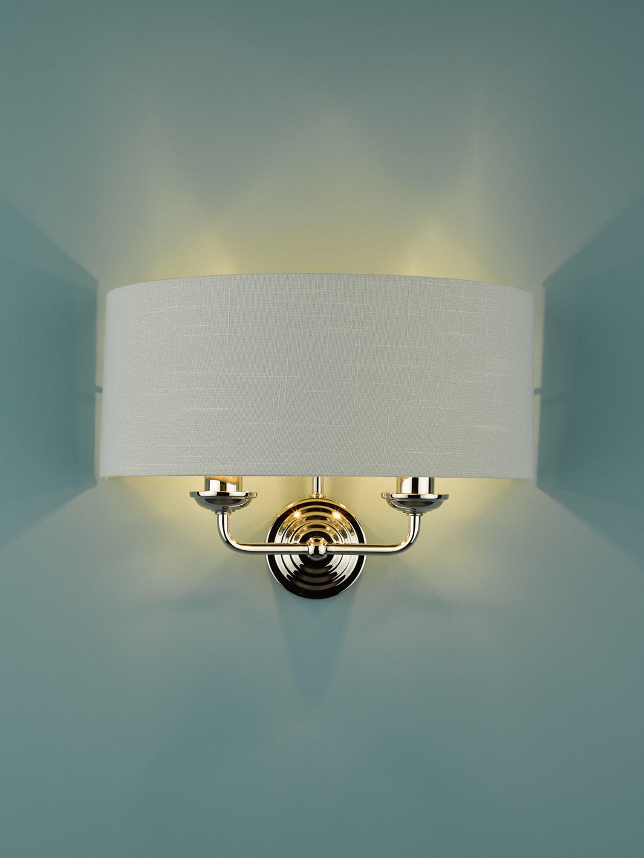 Laura Ashley Sorrento double wall light with linen shade, imported from the UK