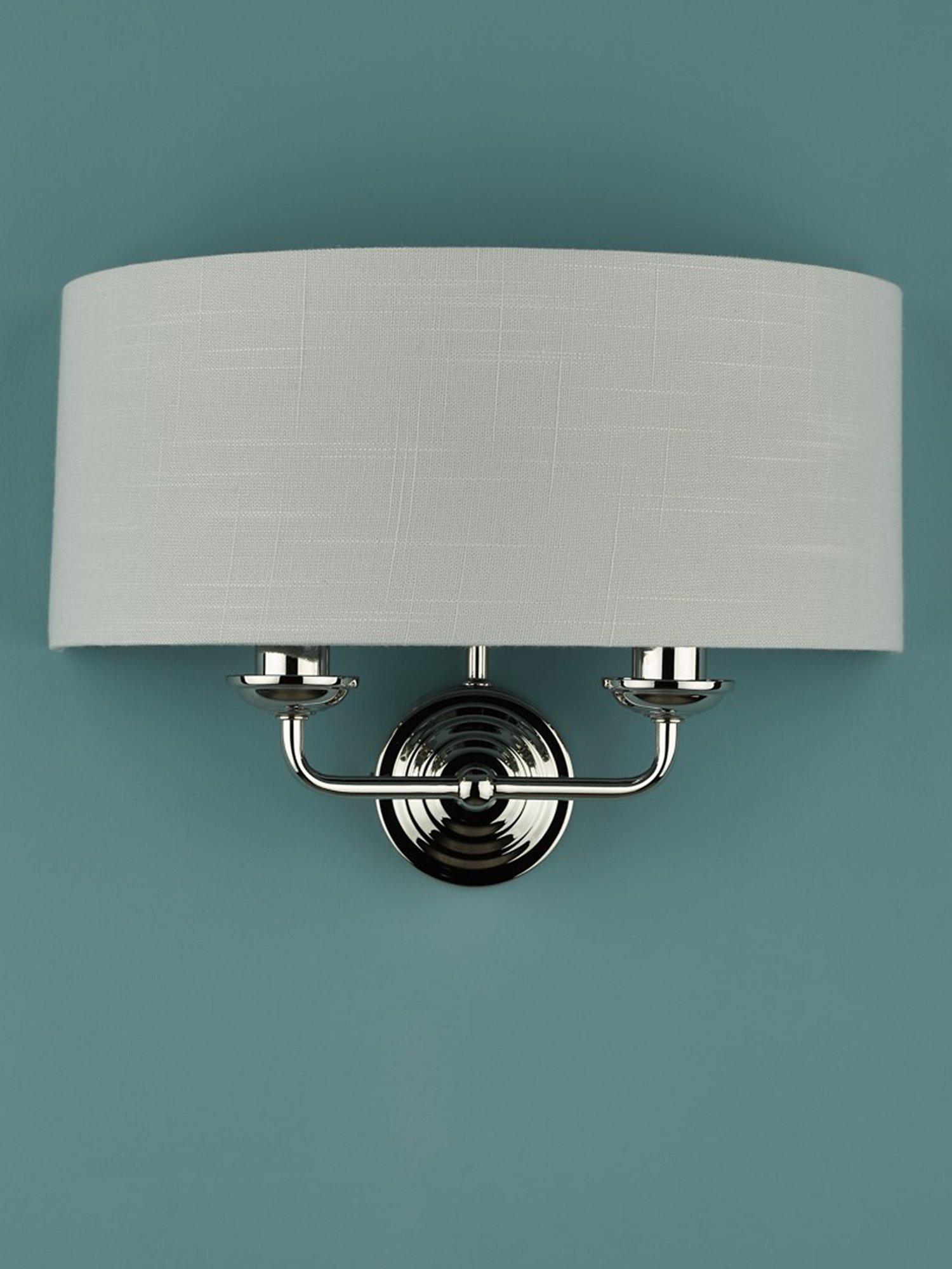 Laura Ashley Sorrento double wall light with linen shade, imported from the UK