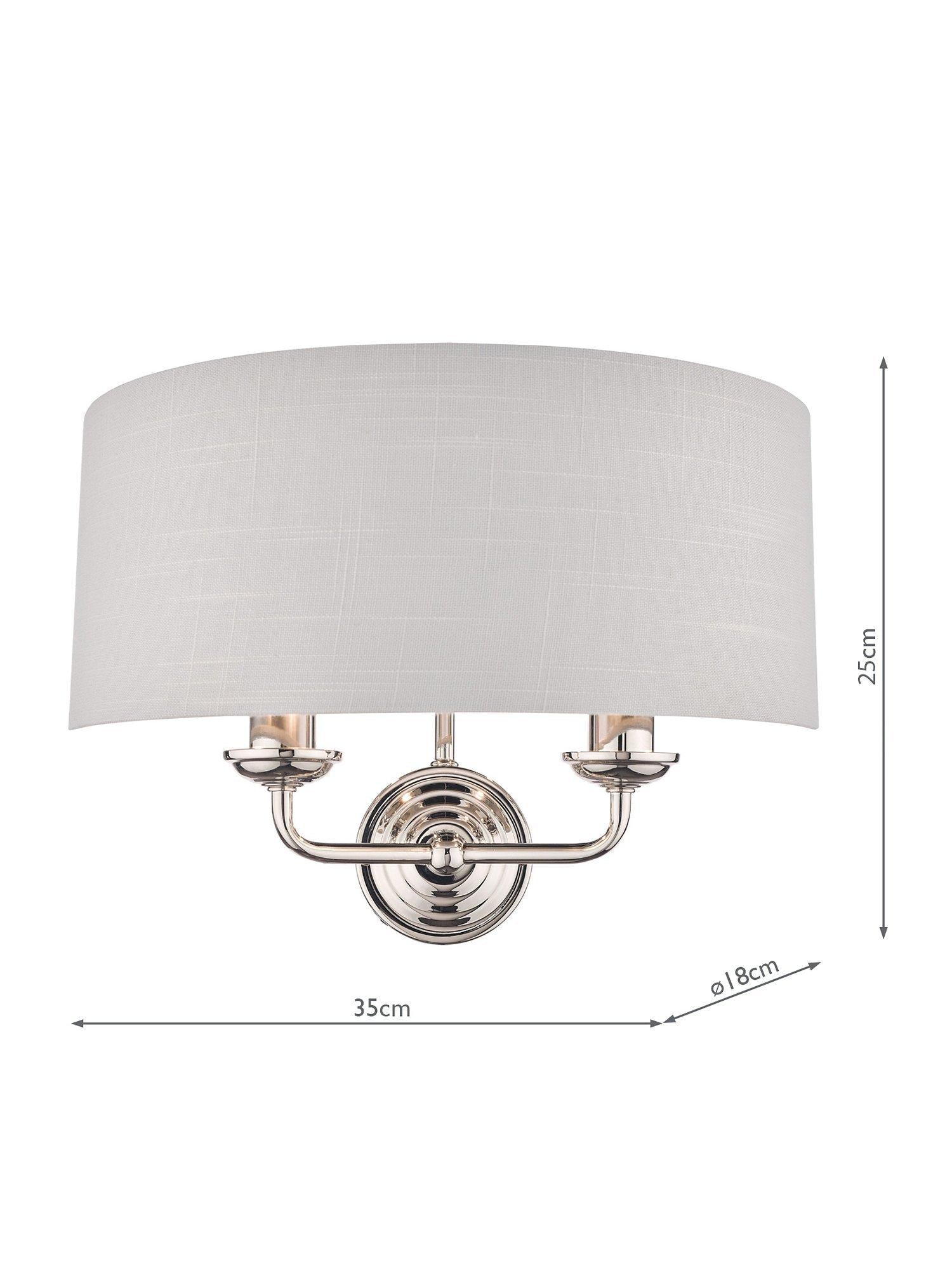 Laura Ashley Sorrento double wall light with linen shade, imported from the UK