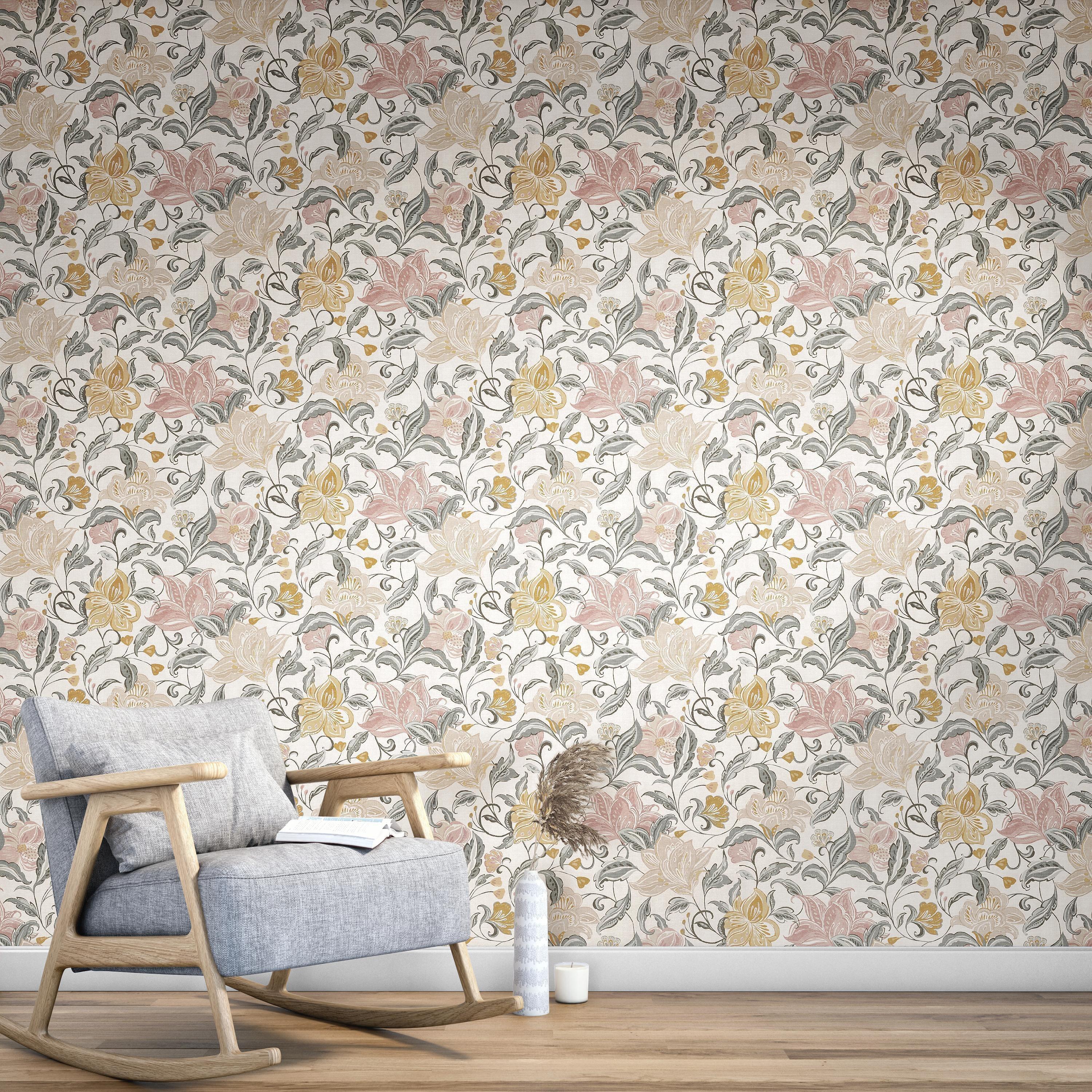John Lewis wallpaper floral turmeric 10m x 52cm, imported from the UK