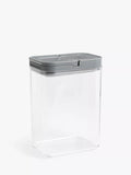 John Lewis Flip Lock Airtight Rectangular Storage Container, Clear/Grey, 2.7L
