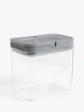 John Lewis Flip Lock Airtight Rectangular Storage Container, Clear/Grey, 1.7L