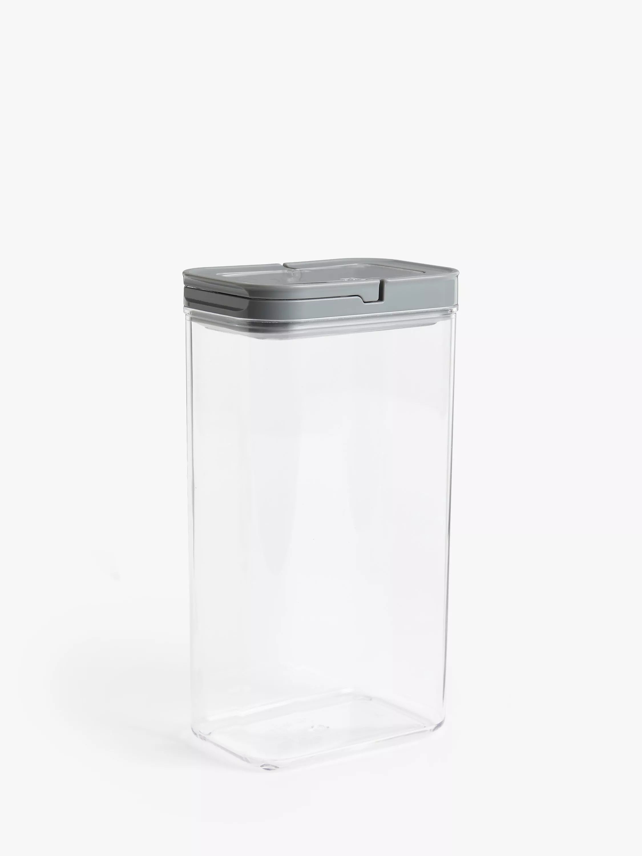 John Lewis Flip Lock Airtight Rectangular Storage Container, Clear/Grey, 3.6L