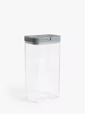 John Lewis Flip Lock Airtight Rectangular Storage Container, Clear/Grey, 3.6L