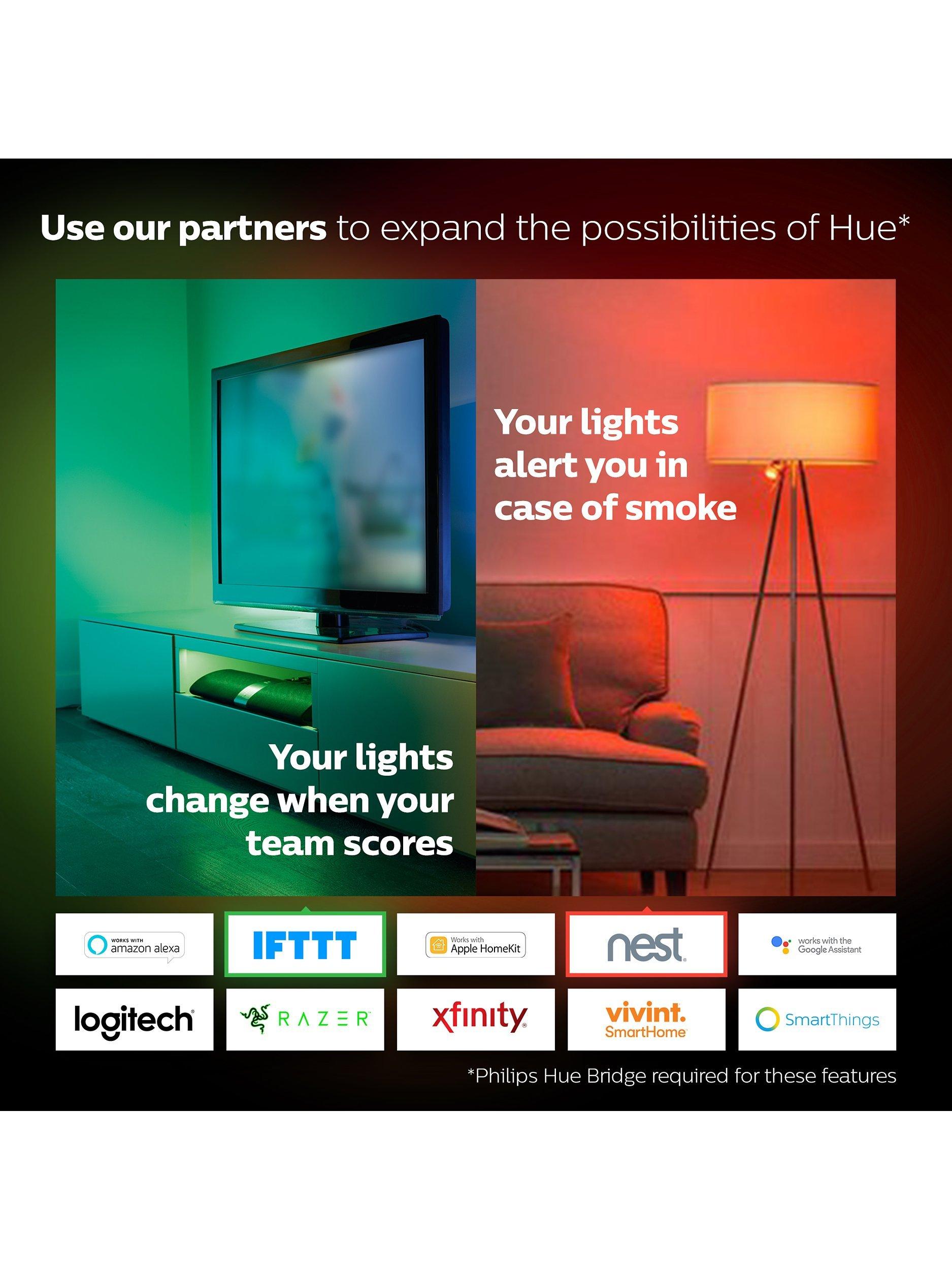 Philips Hue smart lighting starter kit with 2 bulbs and bridge (British brand)