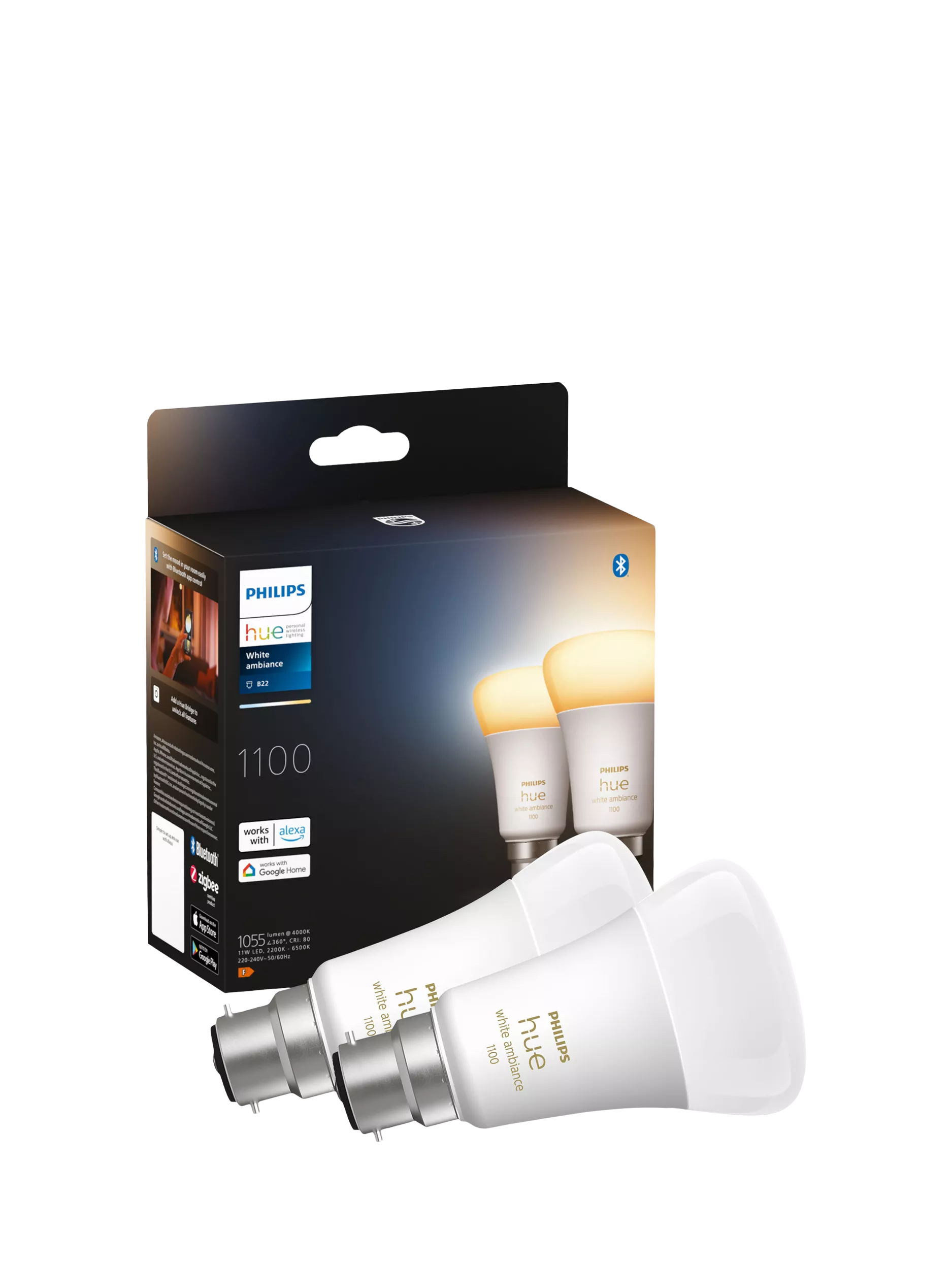 Philips Hue White Ambiance smart LED bulb B22 pack of 2, UK version
