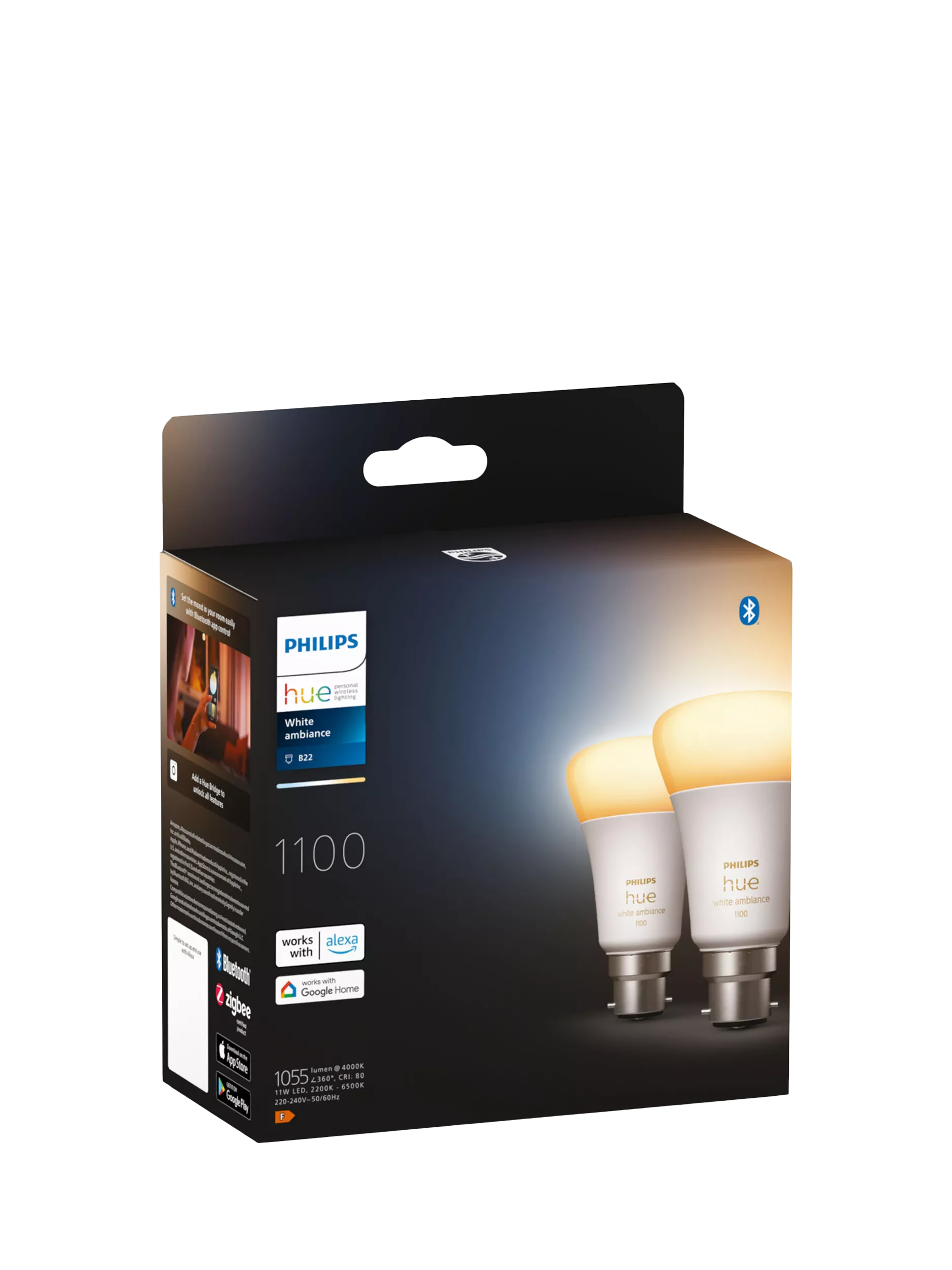 Philips Hue White Ambiance smart LED bulb B22 pack of 2, UK version