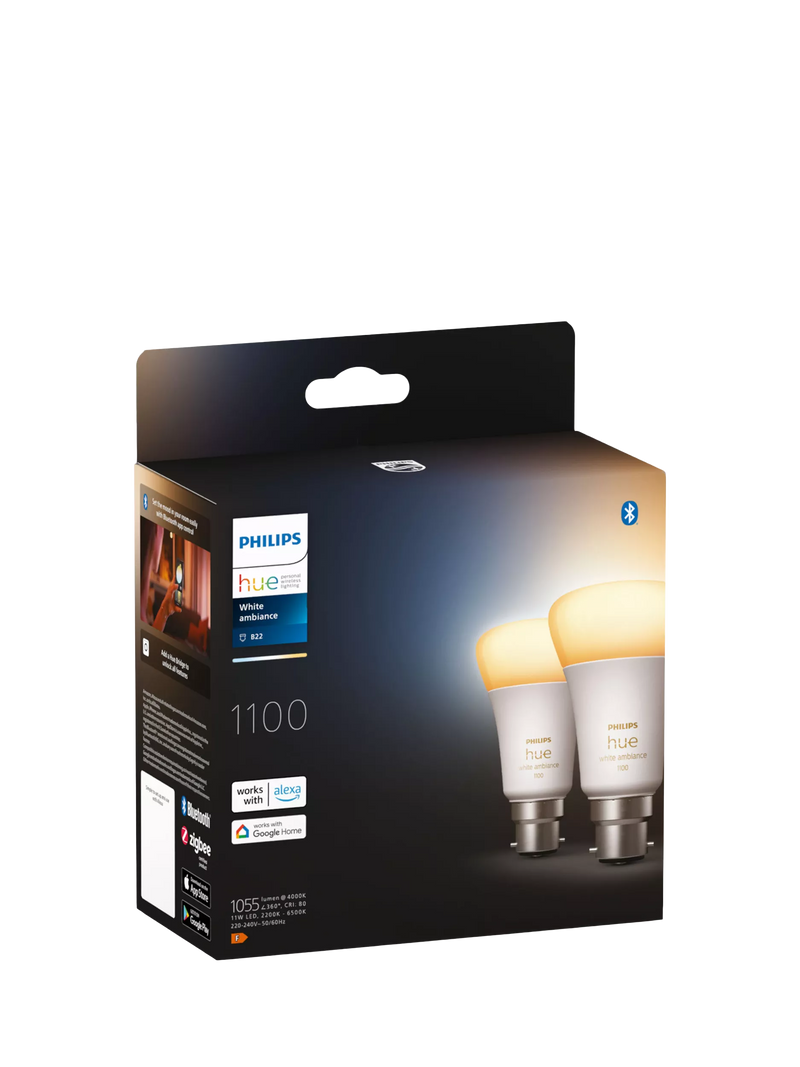 Philips Hue White Ambiance smart LED bulb B22 pack of 2, UK version