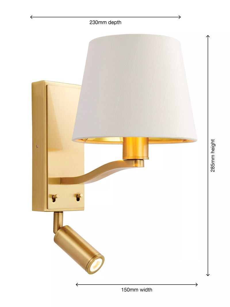 Bay Lighting Manor satin gold wall light - British product