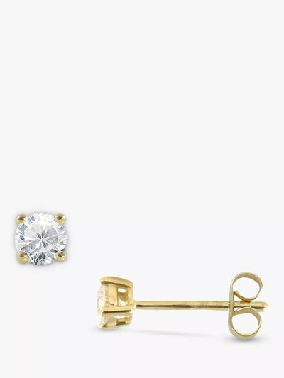 John Lewis E.W Adams 9ct Yellow Gold Round Brilliant Cut Diamond Stud Earrings 0.10ct- Buy online at McGrocer