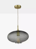 Där Edmond ribbed glass ceiling light smoke satin brass, UK version