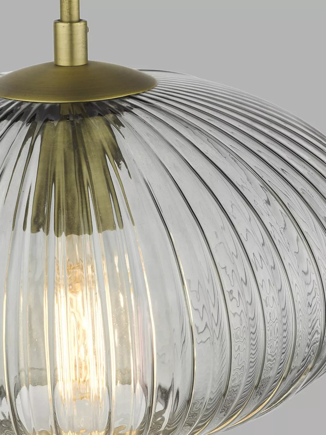 Där Edmond ribbed glass ceiling light smoke satin brass, UK version