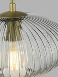 Där Edmond ribbed glass ceiling light smoke satin brass, UK version
