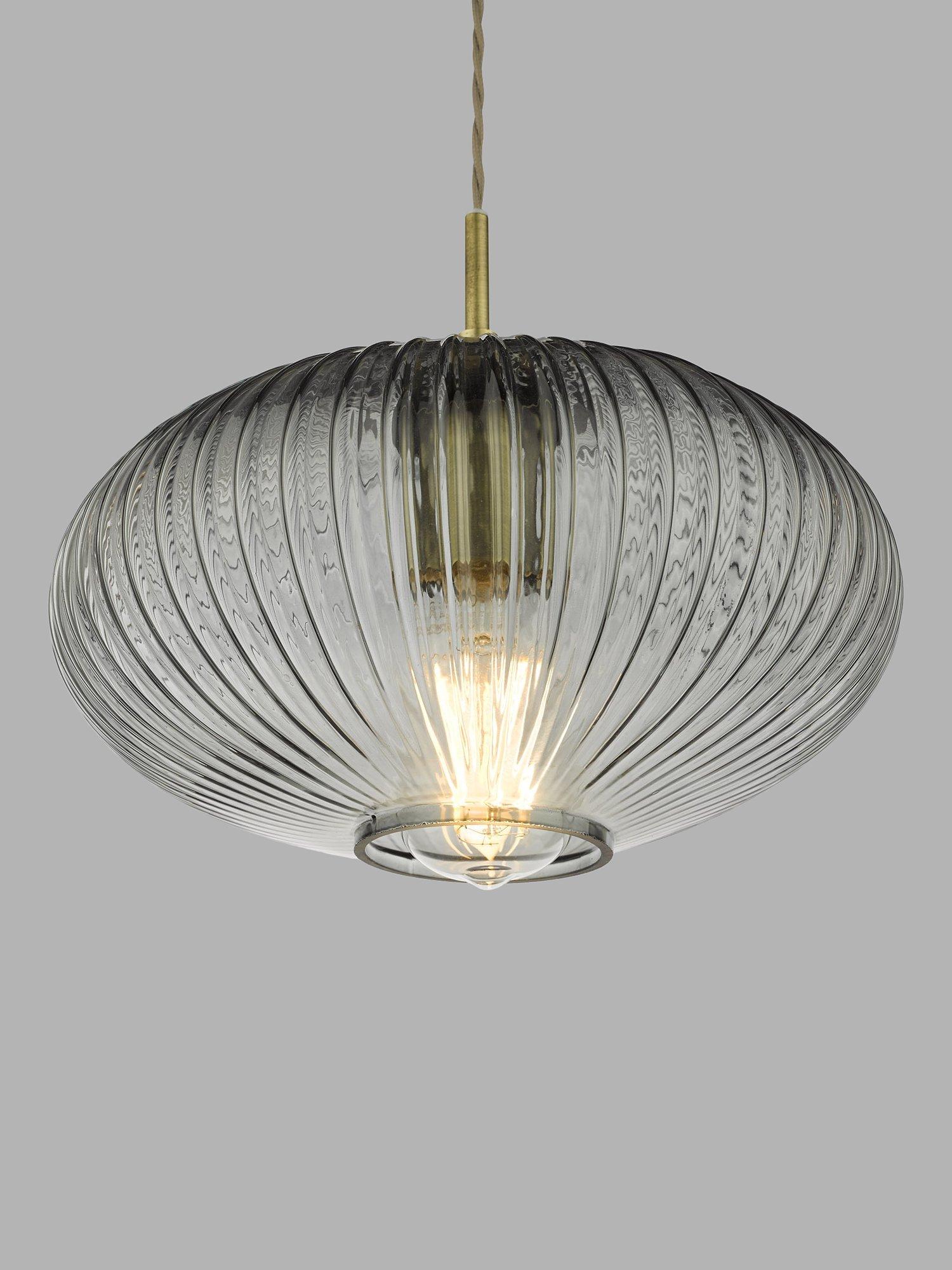 Där Edmond ribbed glass ceiling light smoke satin brass, UK version