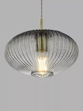 Där Edmond ribbed glass ceiling light smoke satin brass, UK version