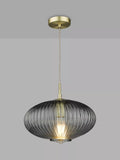Där Edmond ribbed glass ceiling light smoke satin brass, UK version