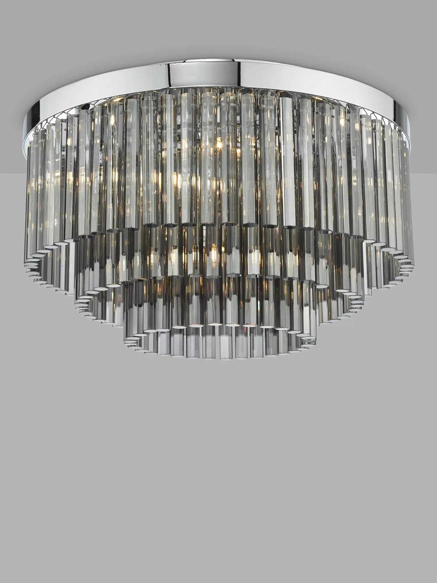 Där Logan smoked crystal flush ceiling light - British product
