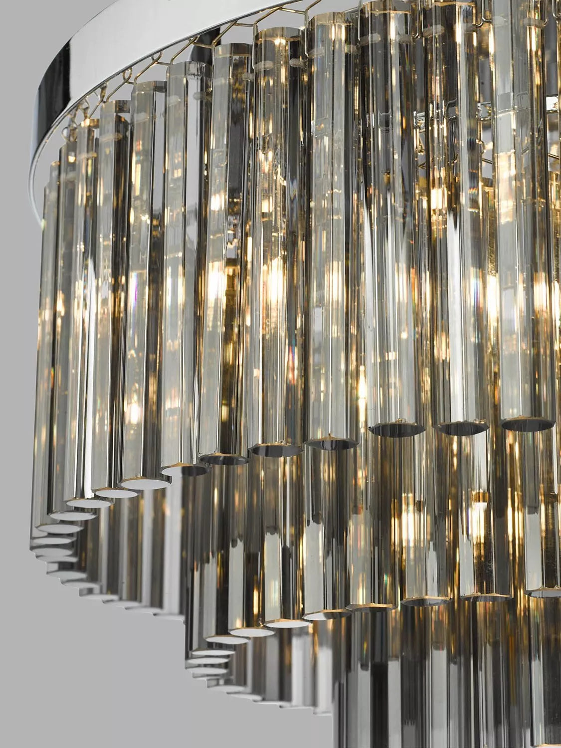 Där Logan smoked crystal flush ceiling light - British product