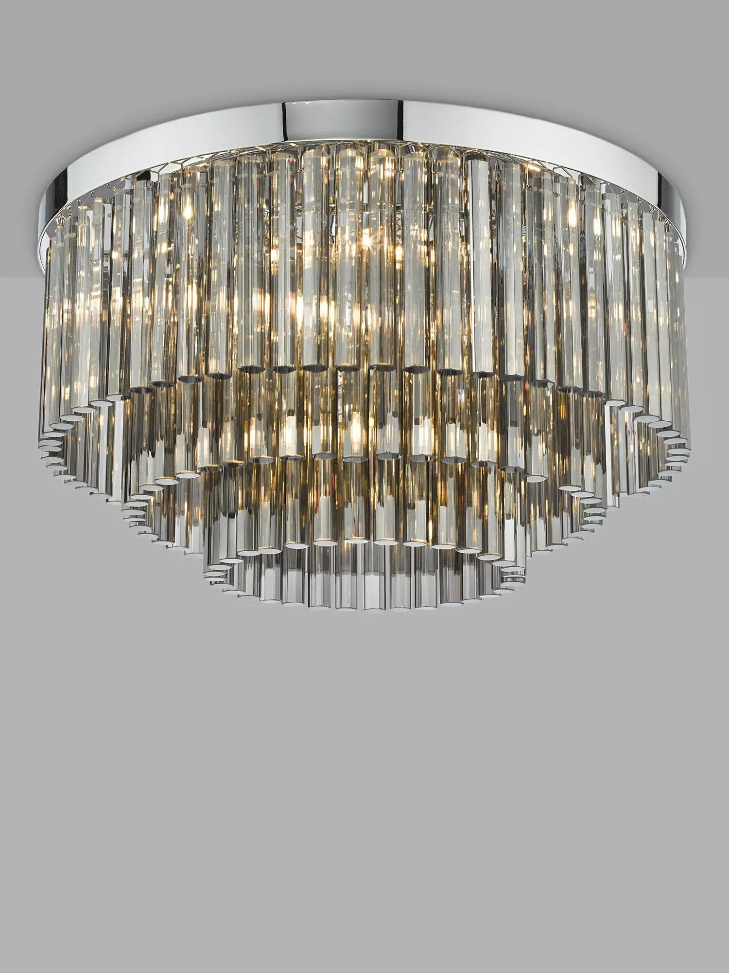 Där Logan smoked crystal flush ceiling light - British product