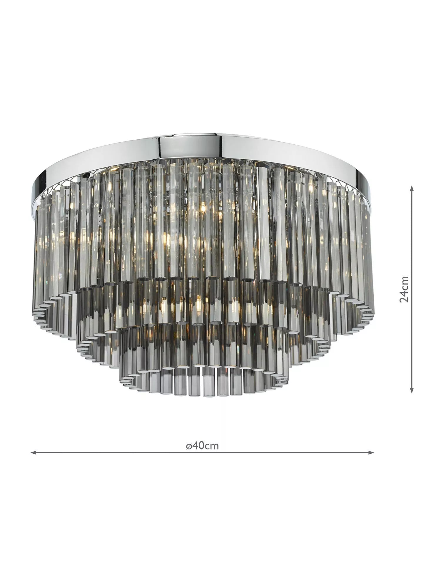 Där Logan smoked crystal flush ceiling light - British product