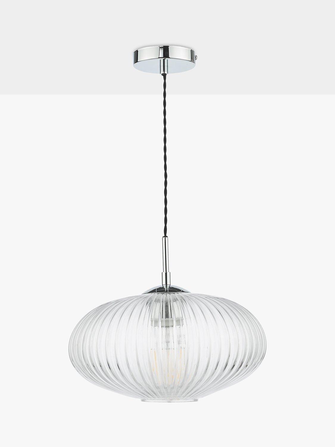 Där ribbed glass ceiling light clear polished chrome, UK version