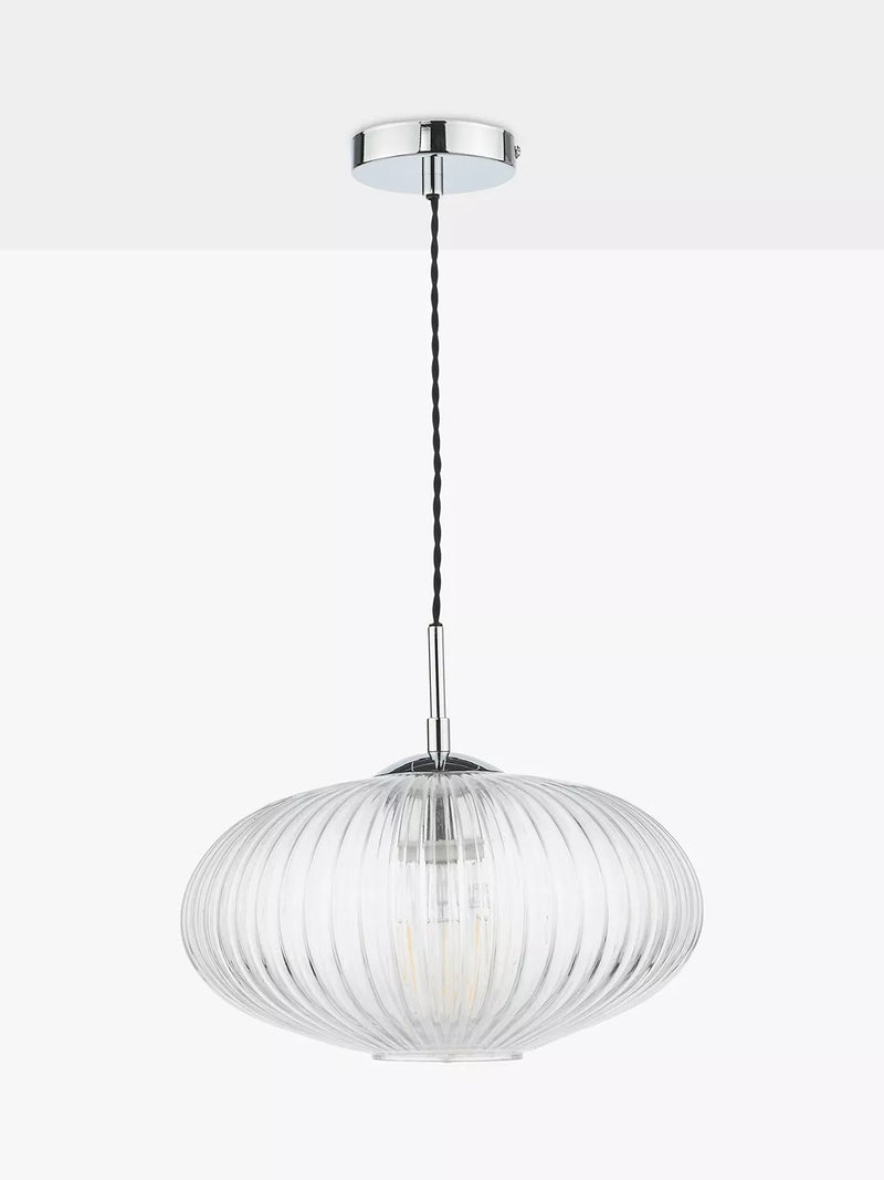 Där ribbed glass ceiling light clear polished chrome, UK version