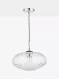 Där ribbed glass ceiling light clear polished chrome, UK version