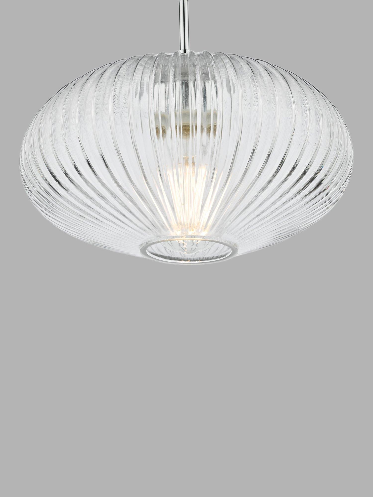 Där ribbed glass ceiling light clear polished chrome, UK version