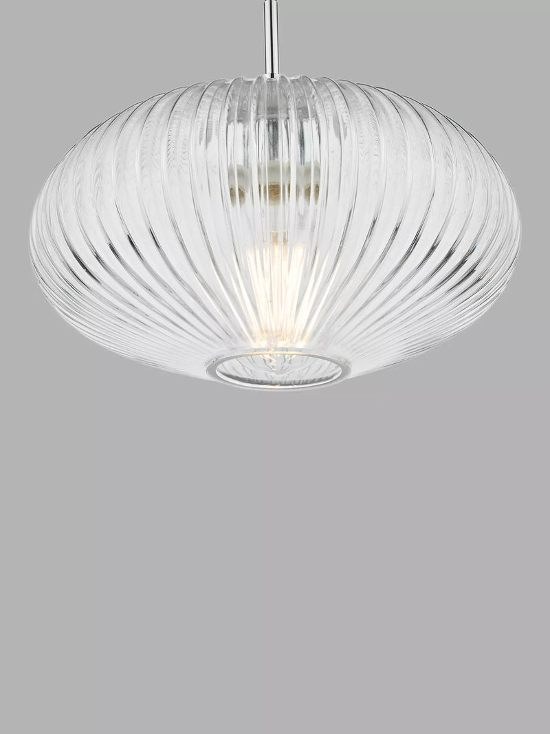 Där ribbed glass ceiling light clear polished chrome, UK version