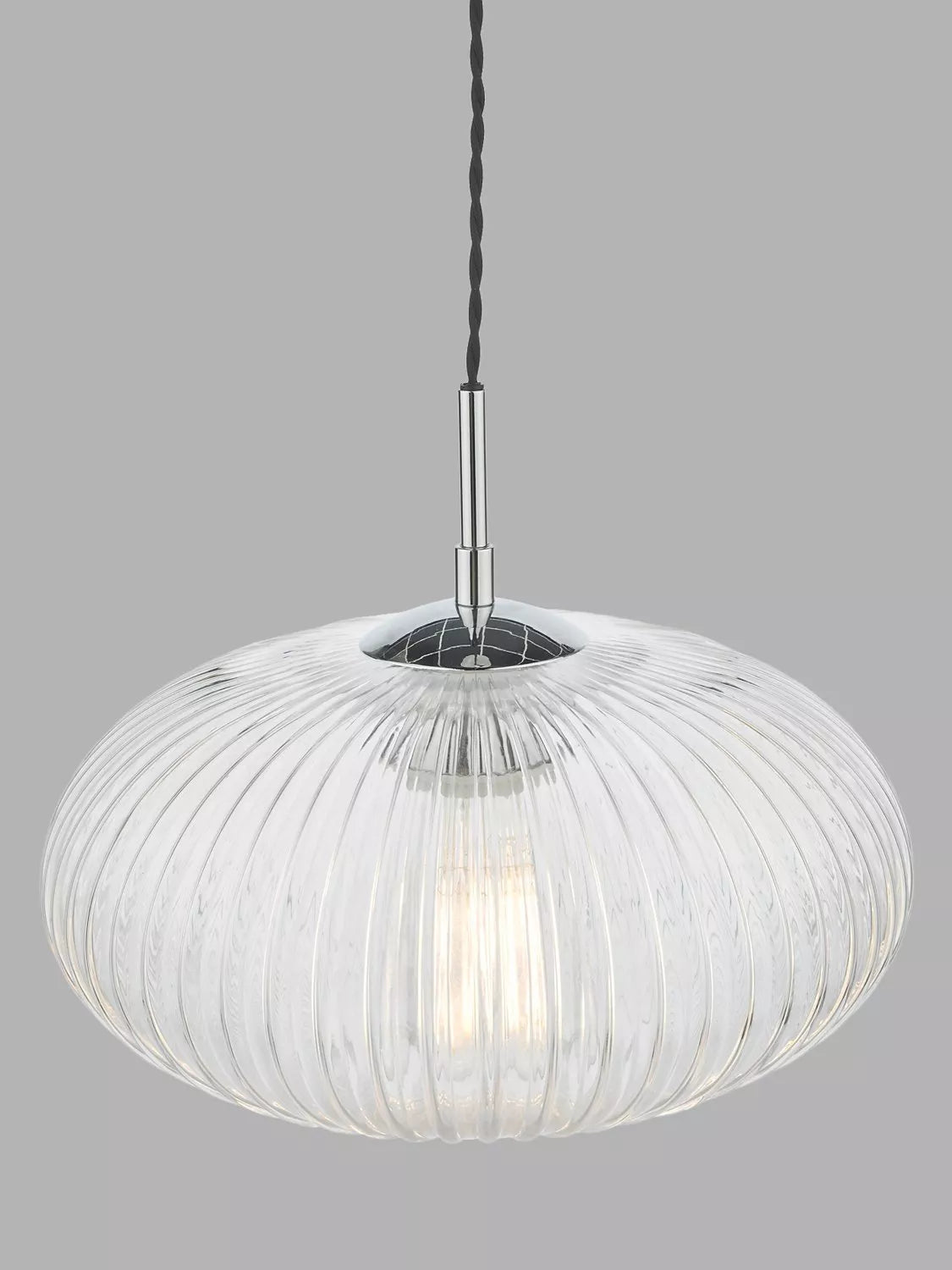 Där ribbed glass ceiling light clear polished chrome, UK version