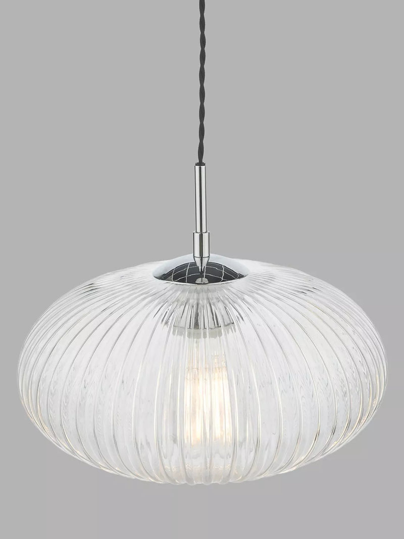 Där ribbed glass ceiling light clear polished chrome, UK version