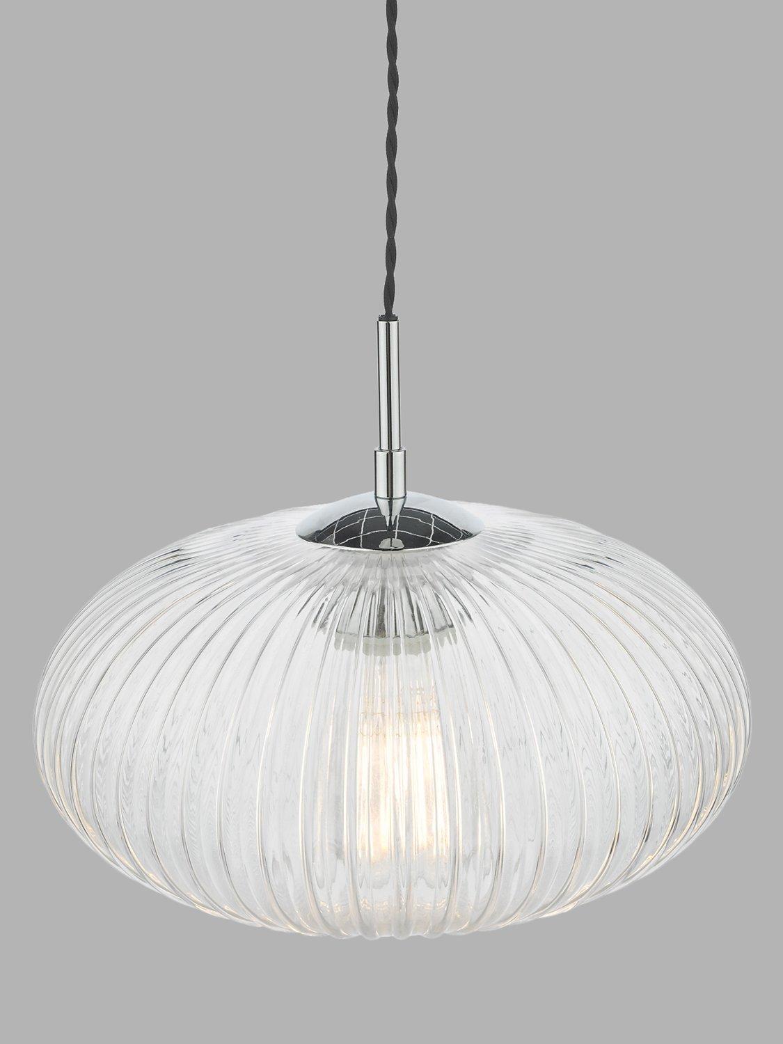 Där ribbed glass ceiling light clear polished chrome, UK version