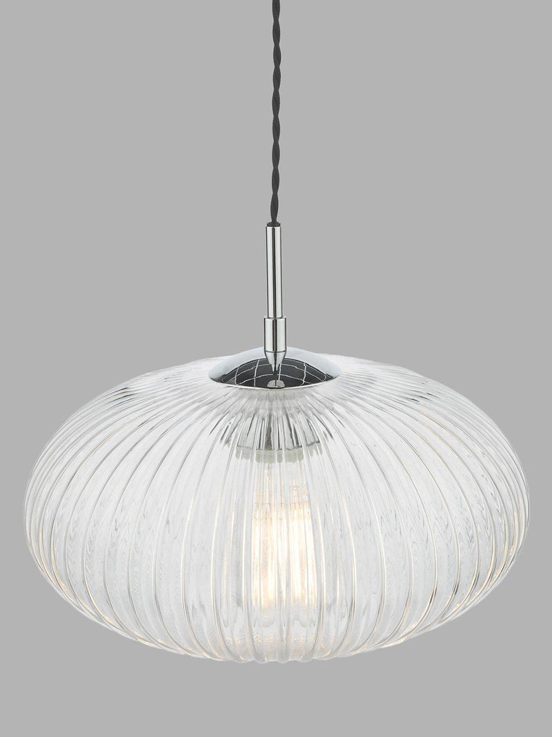 Där ribbed glass ceiling light clear polished chrome, UK version