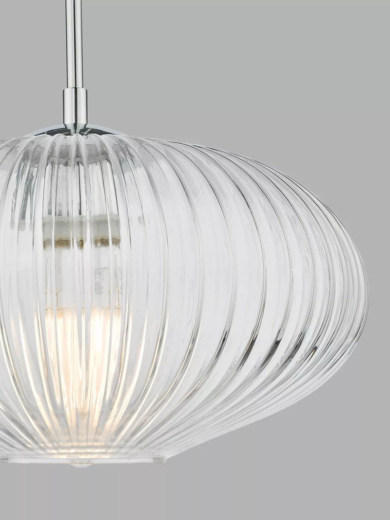 Där ribbed glass ceiling light clear polished chrome, UK version