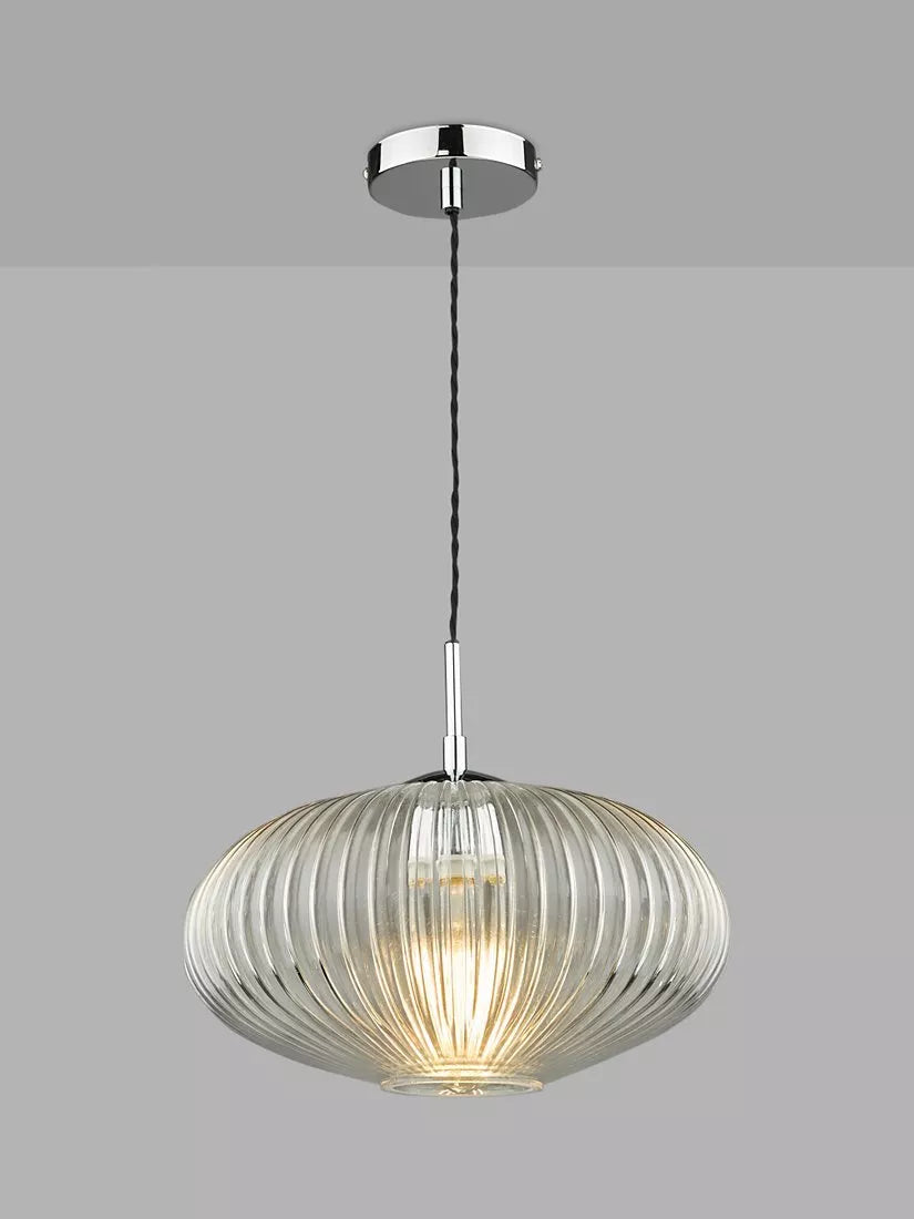 Där ribbed glass ceiling light clear polished chrome, UK version