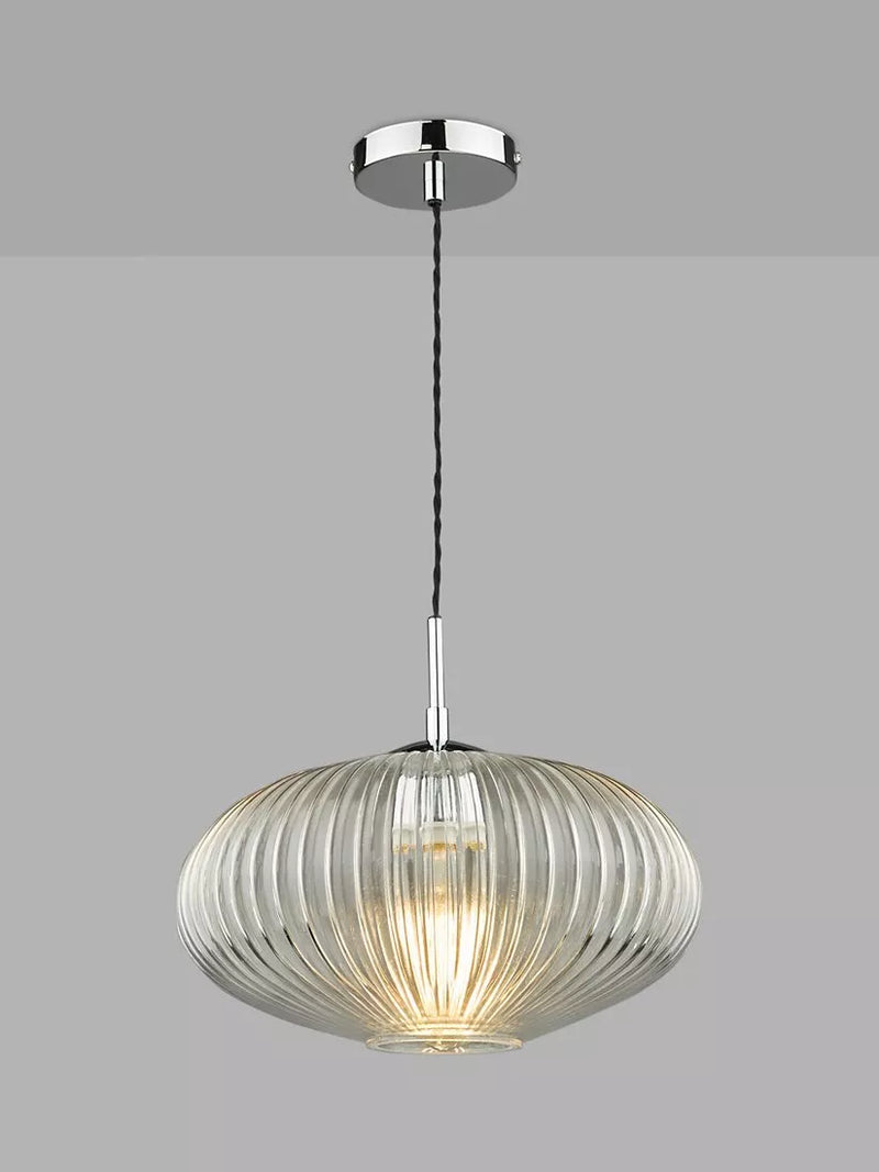 Där ribbed glass ceiling light clear polished chrome, UK version