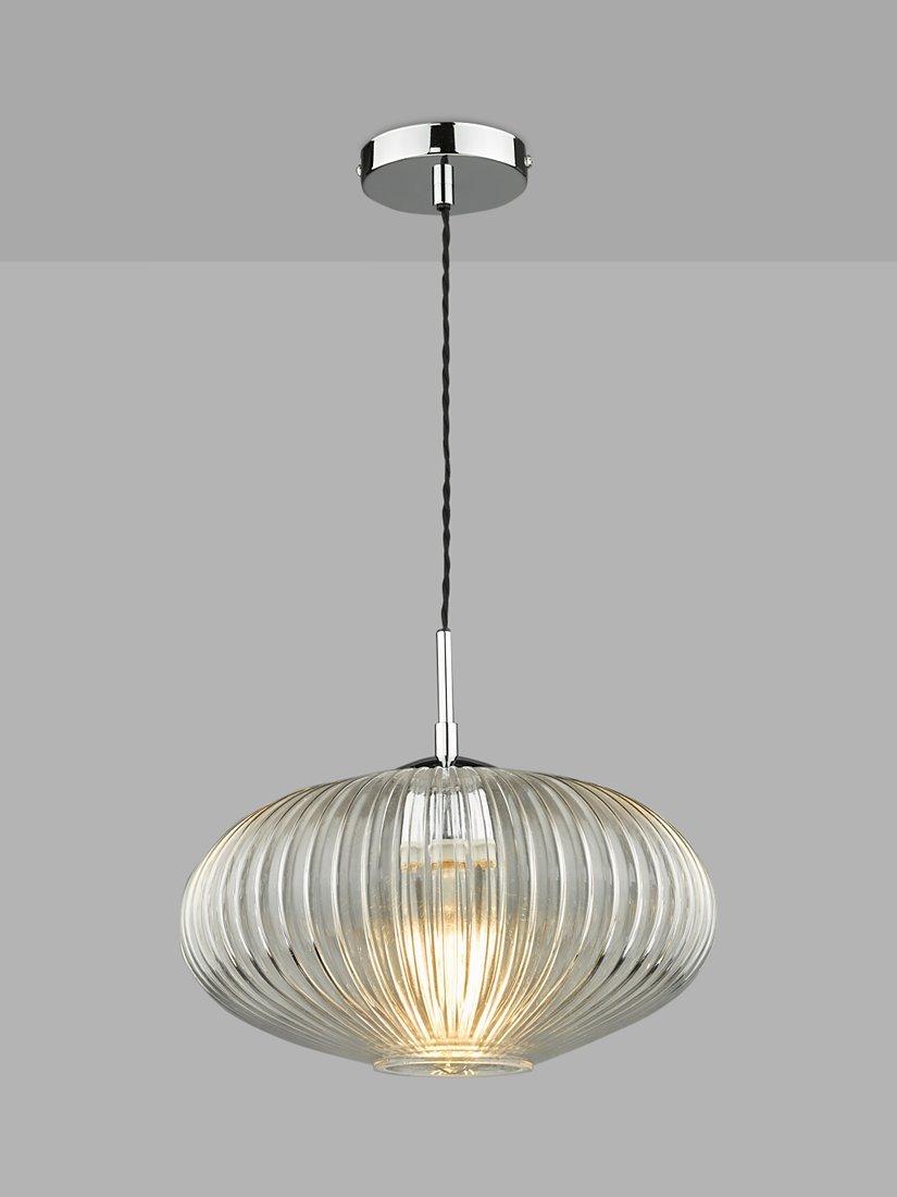 Där ribbed glass ceiling light clear polished chrome, UK version