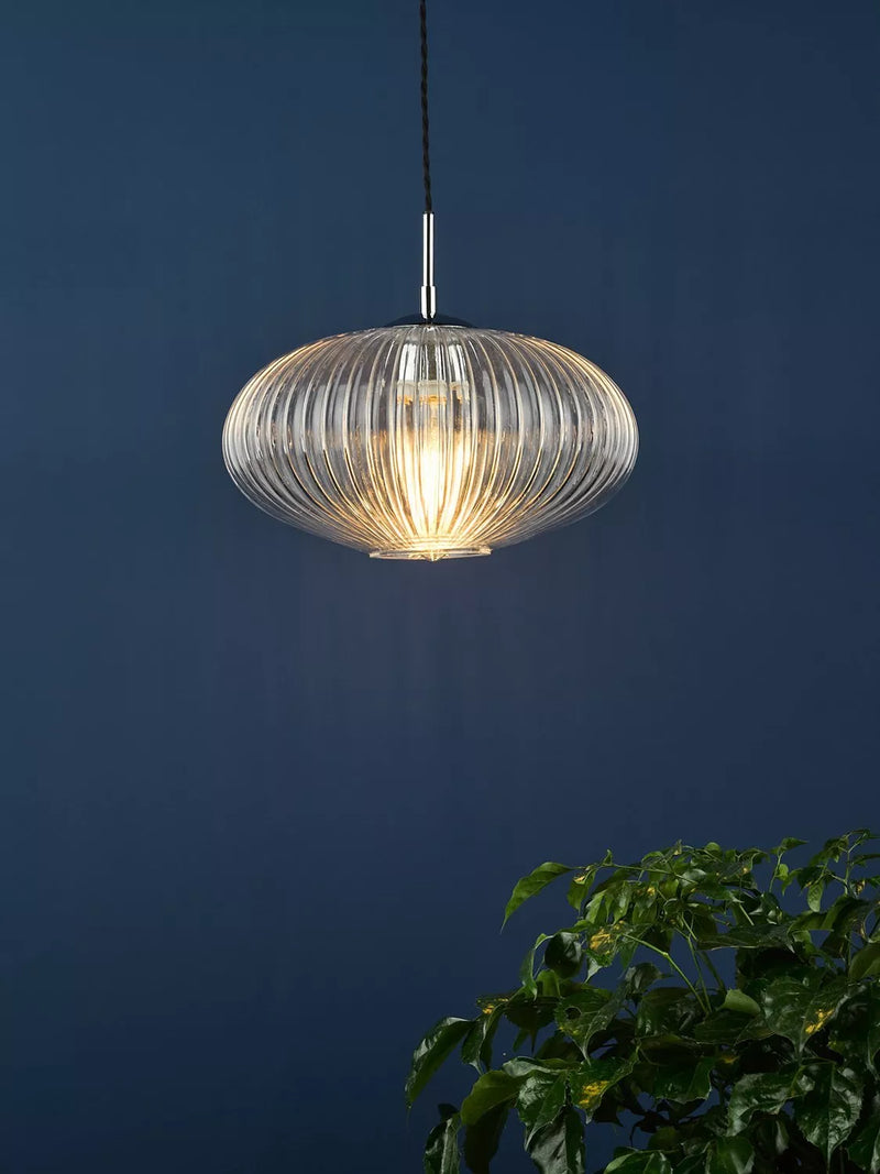 Där ribbed glass ceiling light clear polished chrome, UK version