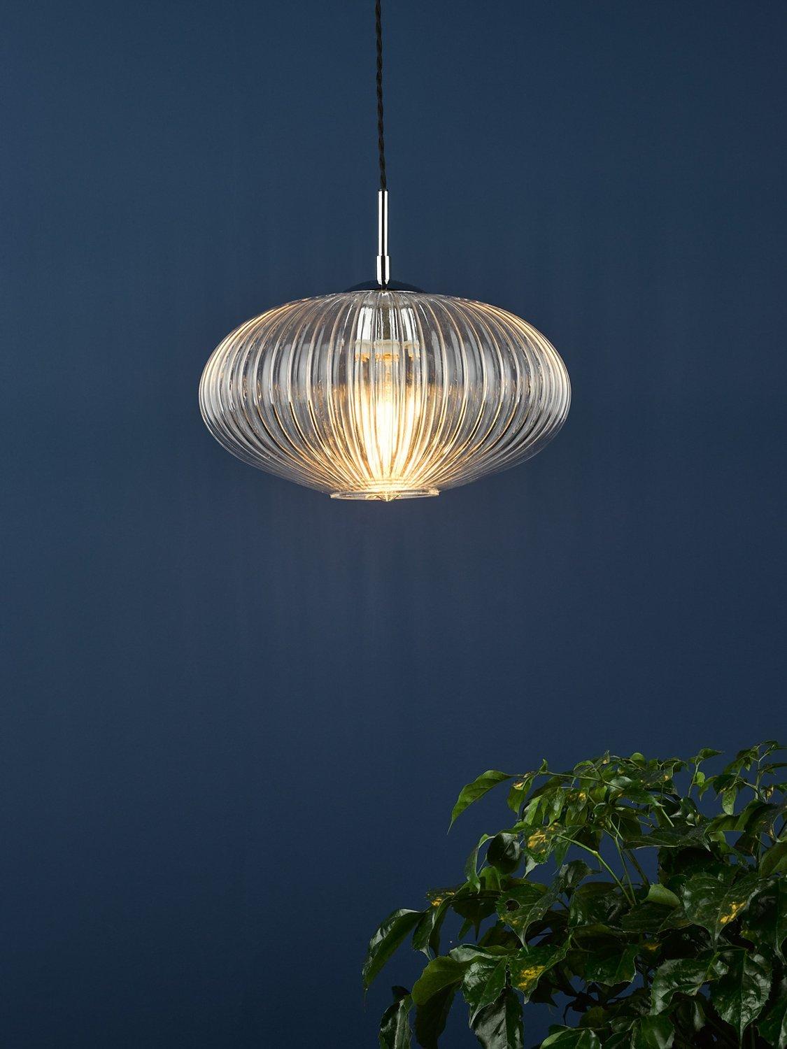 Där ribbed glass ceiling light clear polished chrome, UK version